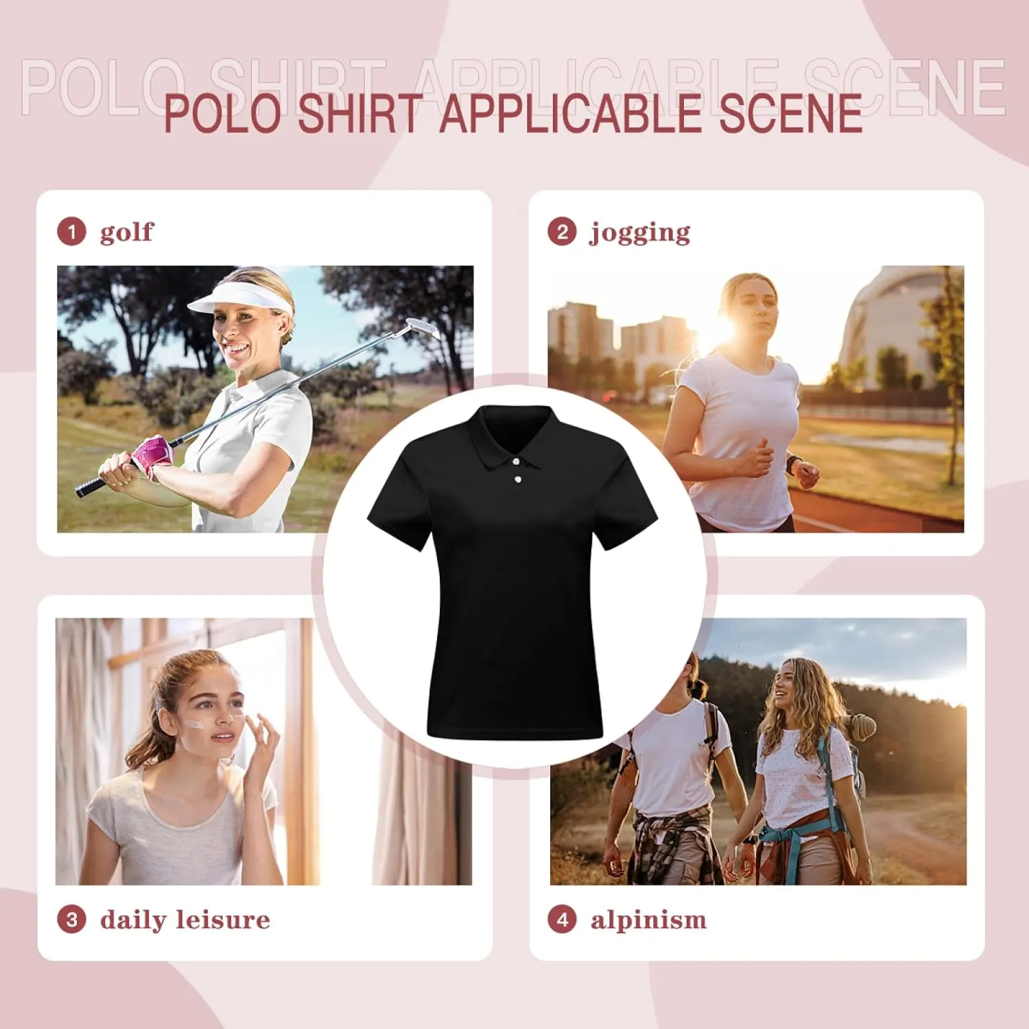 Custom Polo Shirts for Women Design Your Own Text Logo Photo Personalized Customized Golf Shirts Front Back Print