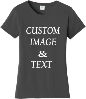 Ladies Customized Fan Tee Shirt, Design Your Own by Uploading Photos, Text, Logos Or Any Design, Custom Gifts