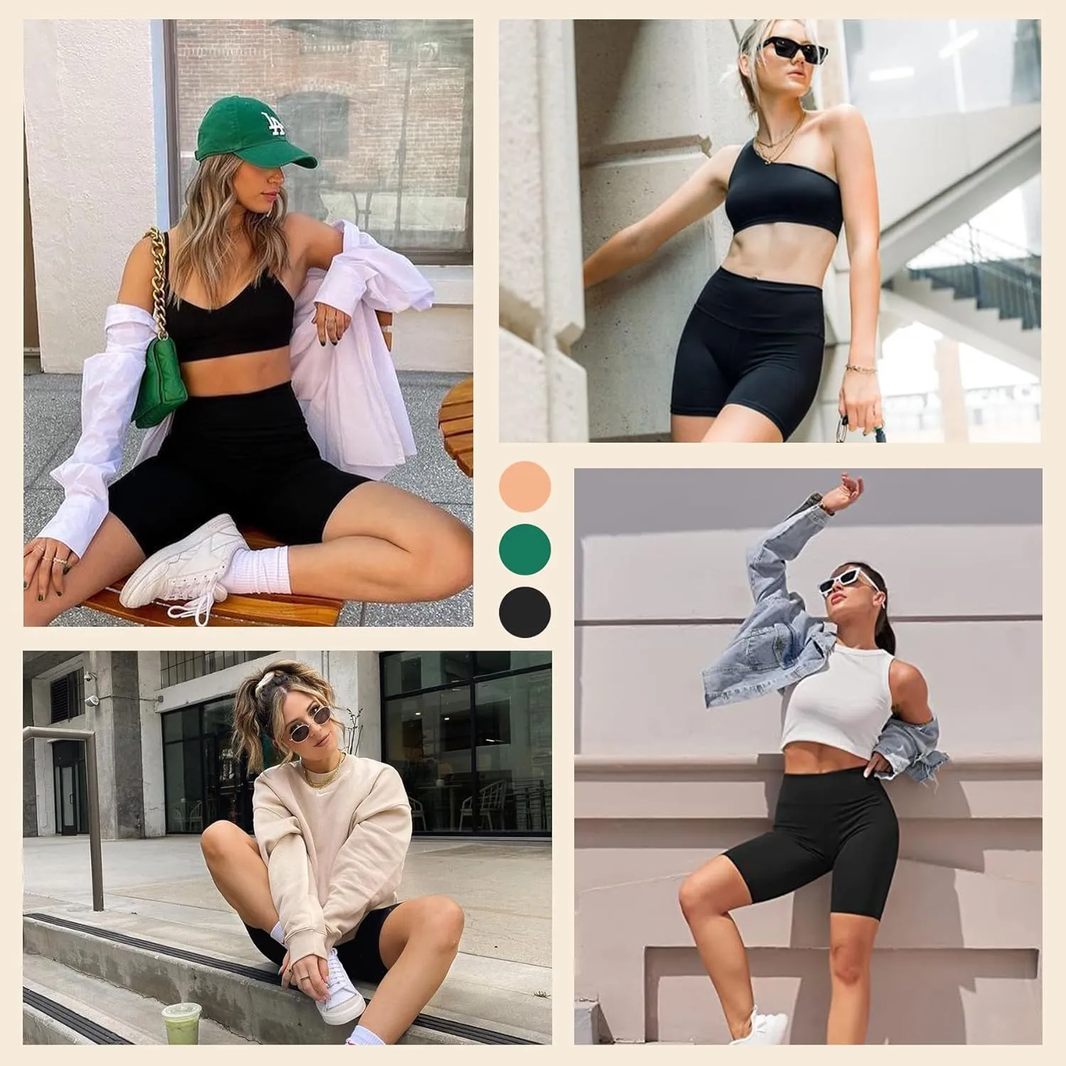 Natural Feelings 3 Pack Biker Shorts for Women-8" Workout Athletic Gym Sports Yoga Shorts Pants