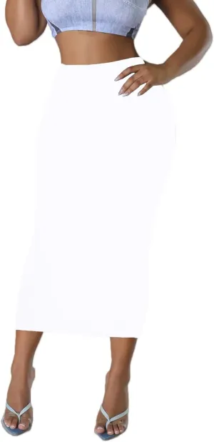 Women's Long Midi Pencil Skirt - High Waisted Bodycon Summer Casual Club Going Out Y2K Tight Skirts