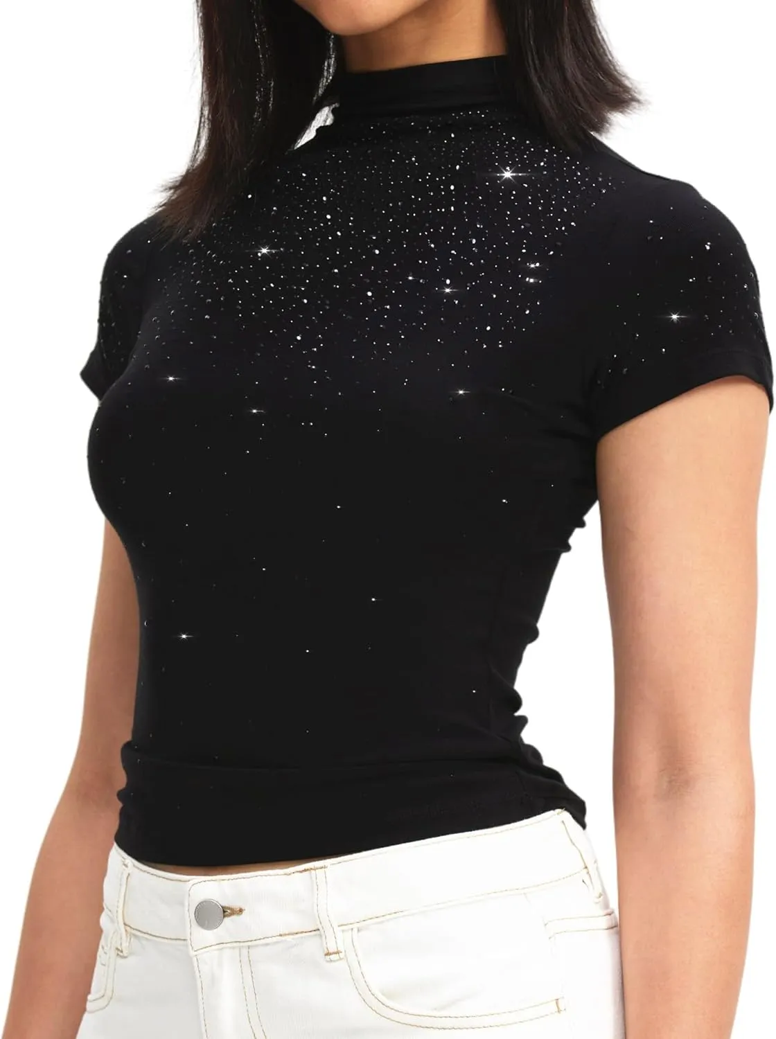 Womens Short Sleeve/Sleeveless Mock Turtleneck Stretch Fitted Underscrubs Layer Tee Tops